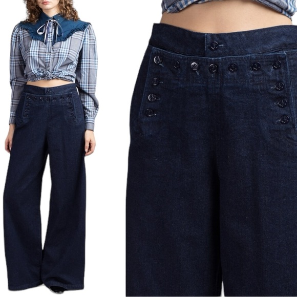 Lauren Ralph Lauren Denim - Lauren Ralph Lauren Sailor Pant Cotton Denim Navy 10P
